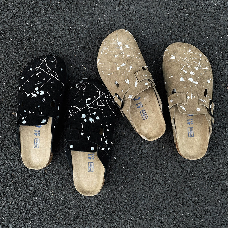 Кожаные пробковые ботинки Birken мужские нишевые дизайнерские чувства граффити-брызги Borken обувь женская наружная одежда для отдыха