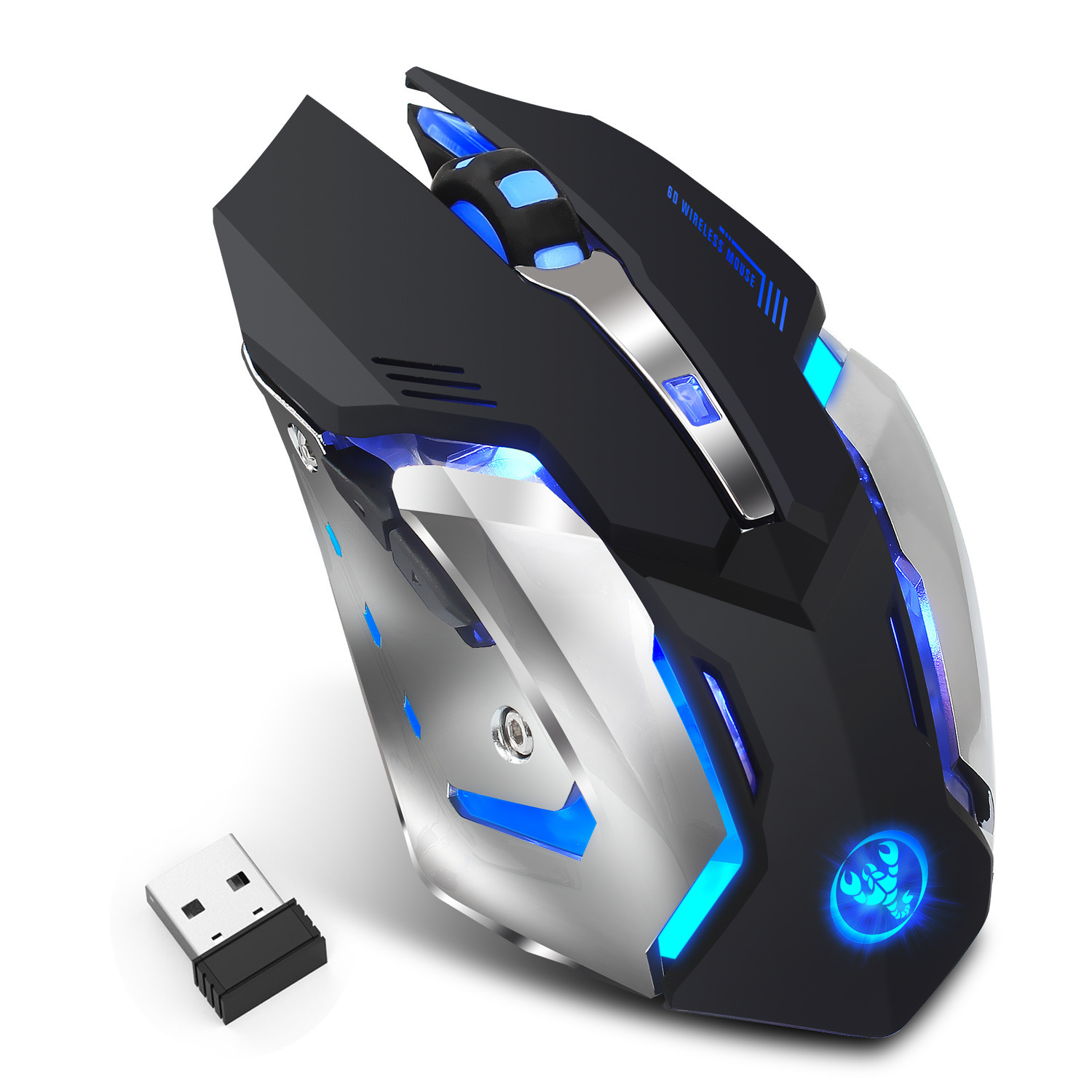 Wireless gaming mouse rechargeable 2.4g mouse built-in 600 mA RGB luminous business office mute mouse