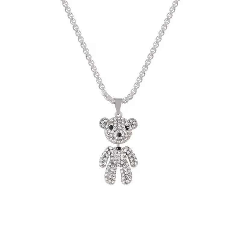 Collana con orsetto e strass catena hip hop per maglione_voghion.com
