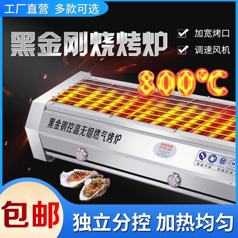 Horno de barbacoa de gas sin humo, horno de carne de gluten, horno de pescado, horno de gas licuado, mercado nocturno