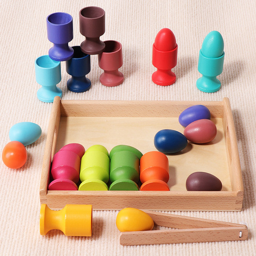 Cross-border children's color classification matching Montessori teaching aids baby grasping training 12-color egg cup and ball early education