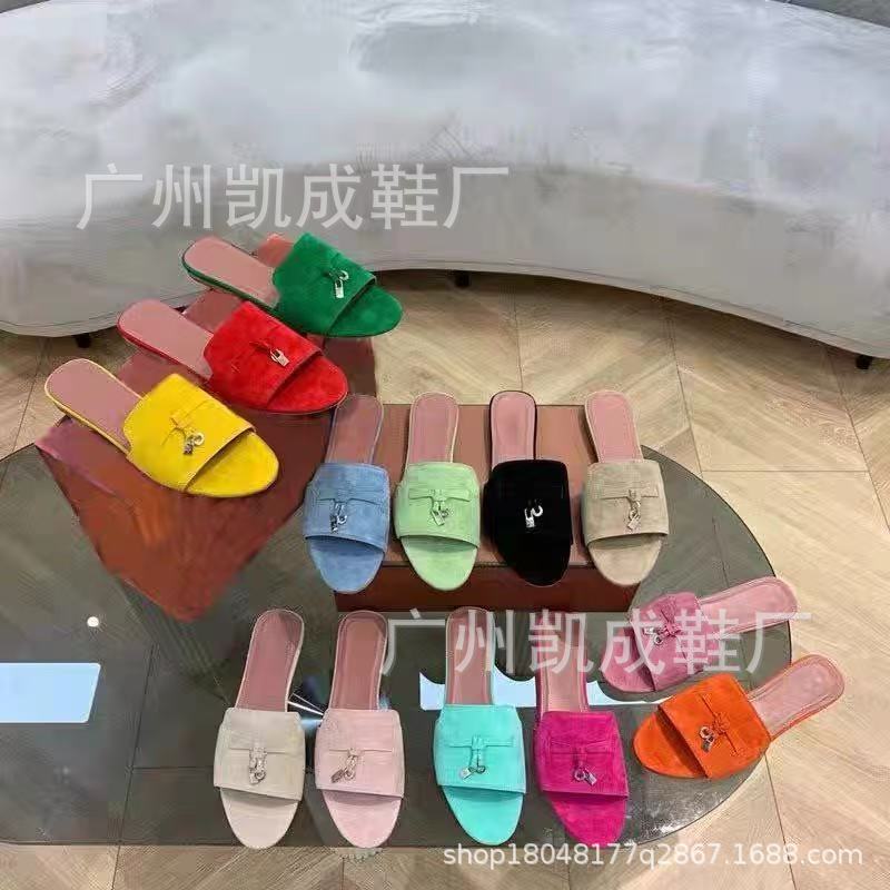 Wholesale Slippers Women's 2025 New Summer Otter Pendant One-word Lazy Genuine Cashmere French Sandals