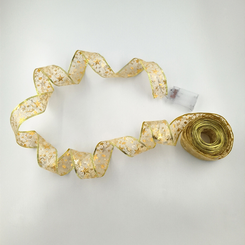 #D5-10米100灯3AA常亮带闪金色彩带彩灯