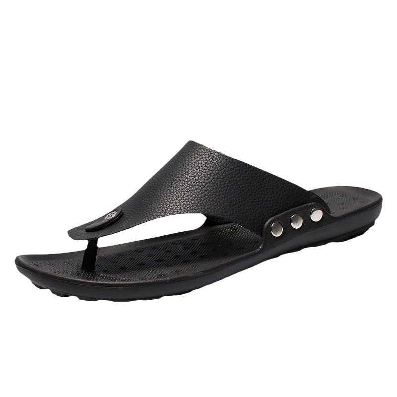 New casual men's herringbone slippers Korean version minimalist flat bottomed beach shoes fashionable and comfortable_voghion.com