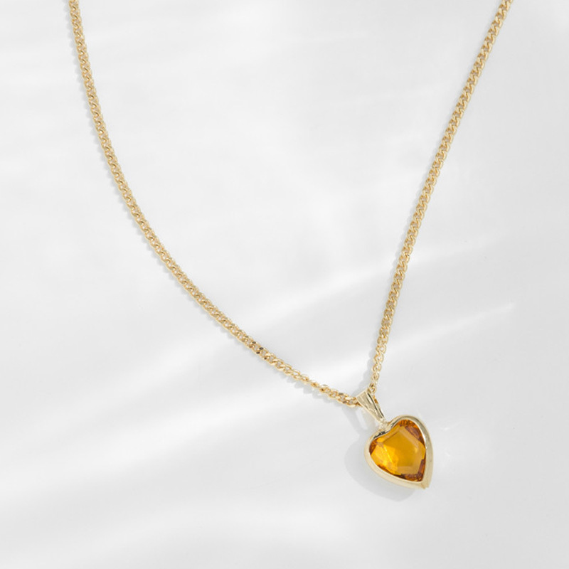 INS Style Heart Shape Sterling Silver Inlay Zircon Pendant Necklace 1 Piece