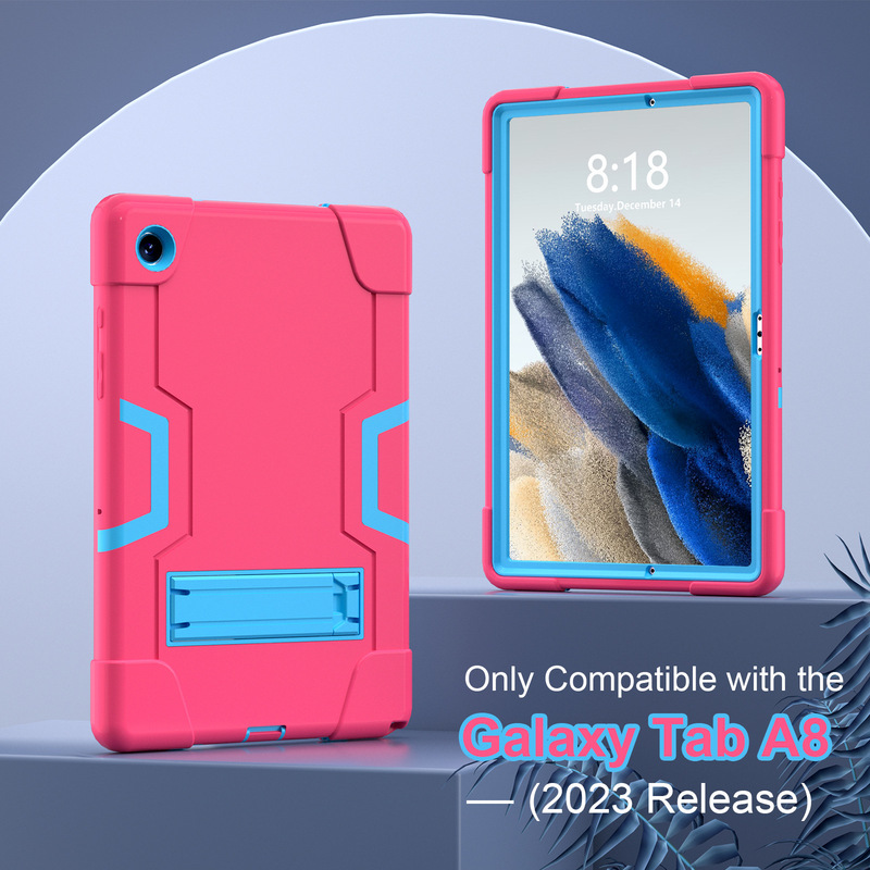 Amazon applicable Samsung Tab A8 drop-resistant protective case B contrast color robot silicone bracket tablet case