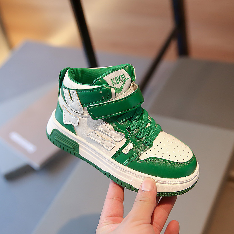 Barn högtopp sportsko Trend 2023 Höst Ny Student Läder Panel Sh för pojkar och flickor Halkfri Casual_voghion.com