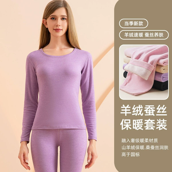 Purple cashmere, set, round collar