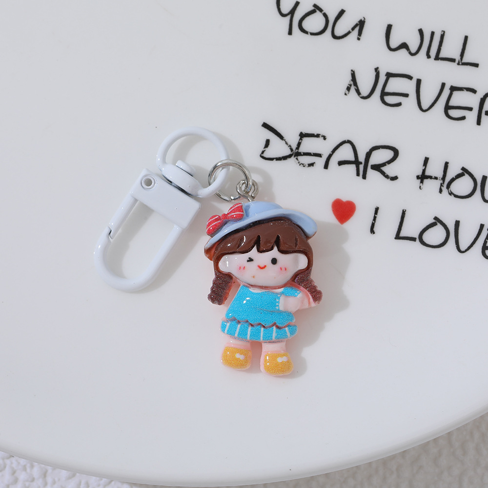 Nuevo estilo con capucha chica DIY resina llavero original chica mochila dibujos animados hebilla novias regalo Accesorios