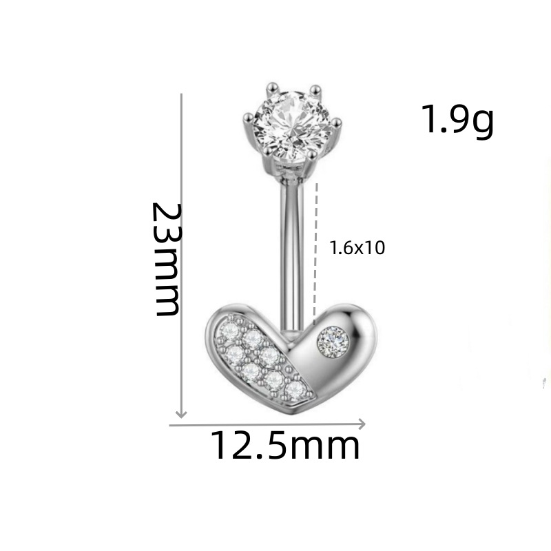 Love Butterfly Gold Heart Navel Ring Stainless Steel Zircon Belly Button Piercing Jewelry detail image 11