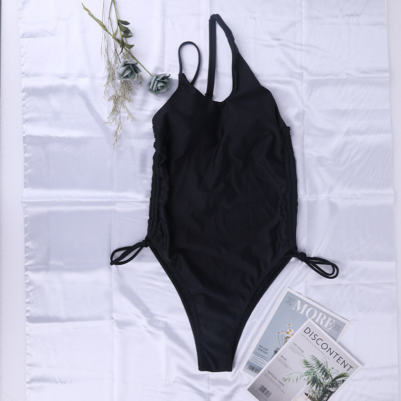 sexy backless hollow solid color one-piece swimsuit NSDYS54014