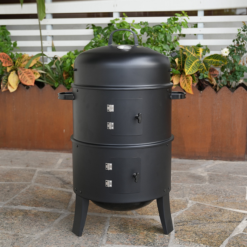 Inventario 3 - en - 1 horno de ahumado al aire libre americano horno de ahumado horno de barbacoa de carbón leña horno de barbacoa horno de bacon