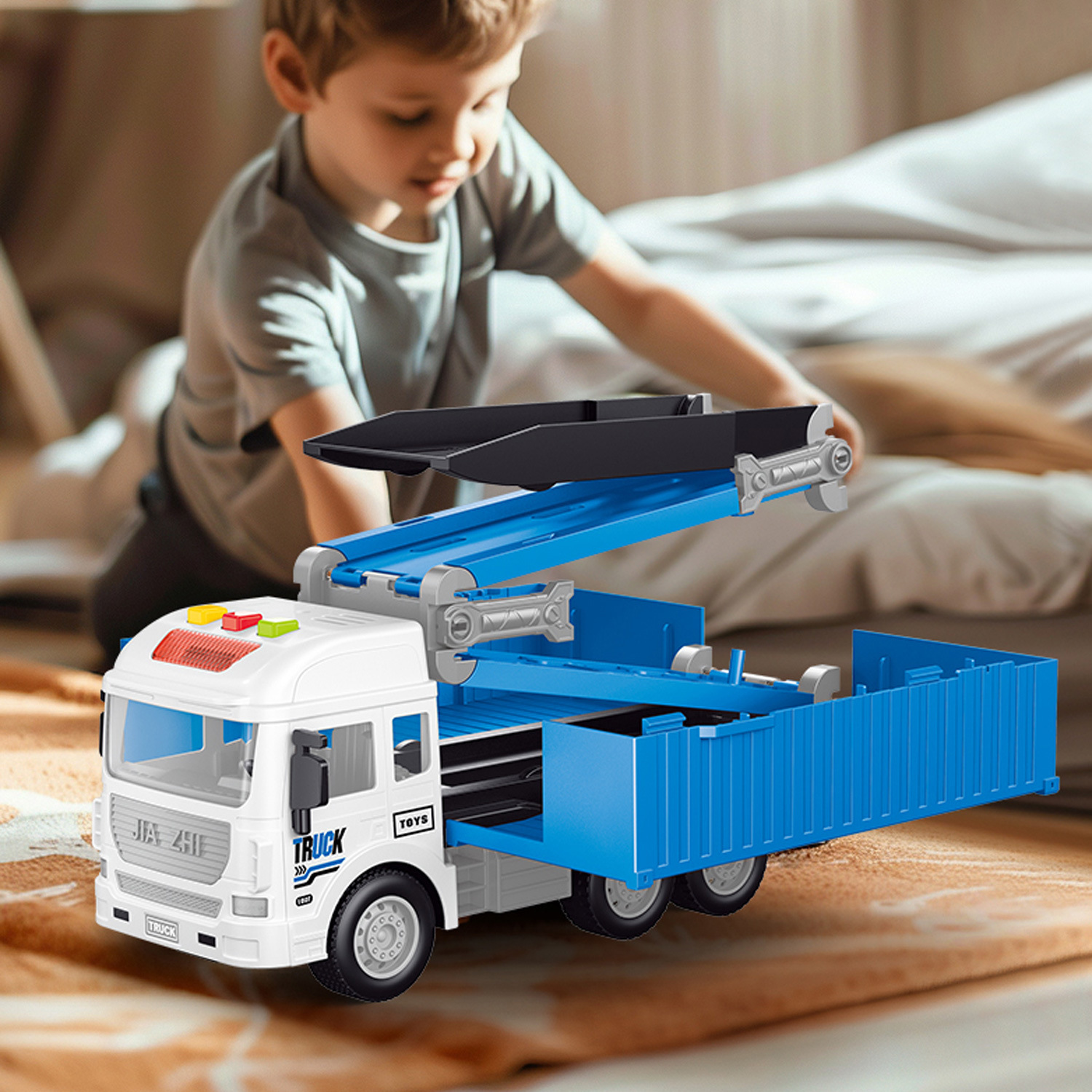 Niños de aleación de acertijo contenedor de ingeniería de deformación gran camión carril catapulta coche 6 juguetes para niños de 3 años