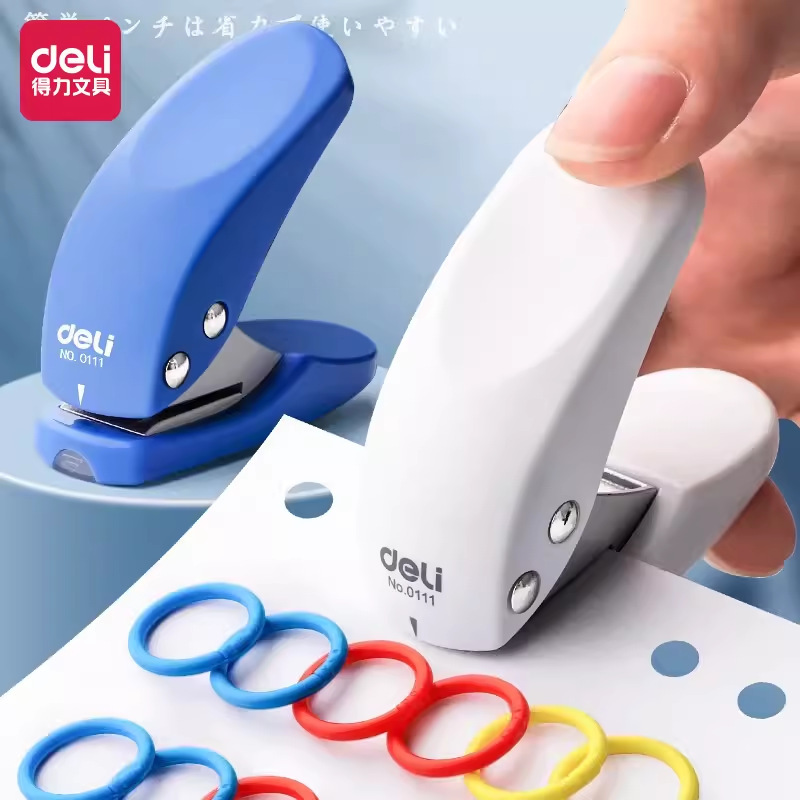 Deli 0111 Puncher Single Hole Small Binding Ring Loose-Leaf Book Round Hole Puncher Paper Card Organization
