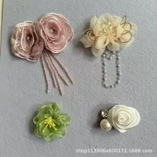 新款网纱水滴珠流苏花朵高级头饰鞋子包包装饰服装辅料现货工厂直