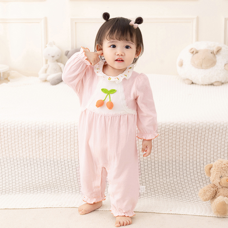 女童裝衣服2024秋季新生寶寶連體衣嬰兒長袖爬服春秋純棉哈衣3209