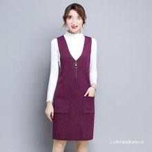 新款毛衣马甲背心裙女2023秋冬中长款宽松显瘦加厚针织背带连衣裙