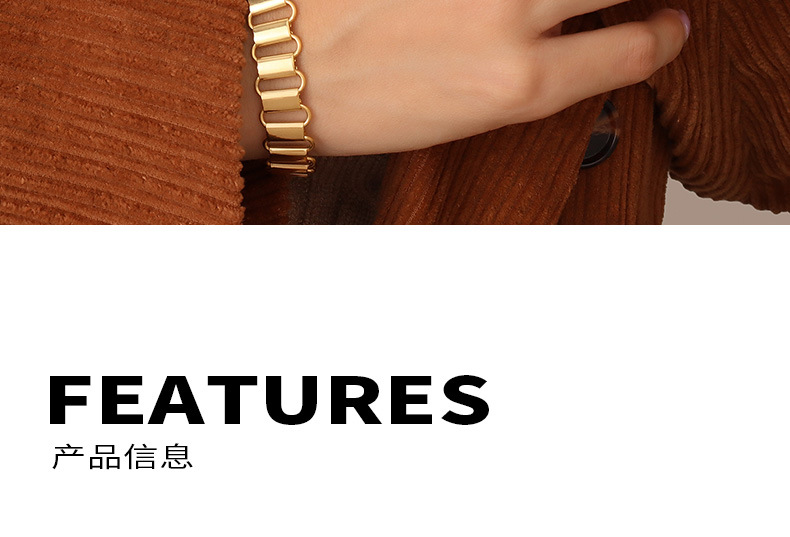 fashion hollow geometric ring necklace bracelet set titanium steel 18K gold plated jewelry