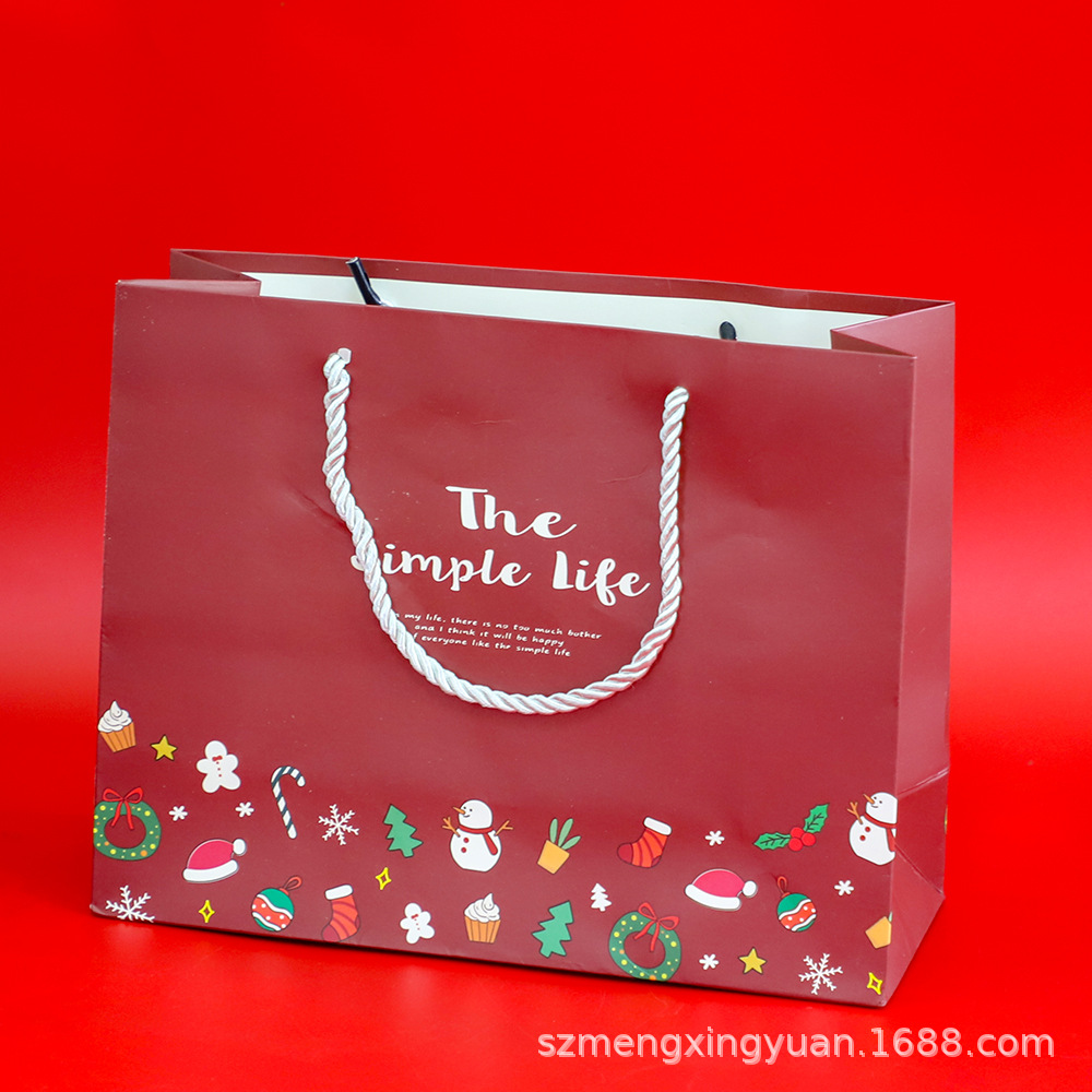 Bolsa de Navidad Roja js; Cartón blanco; Medio: 24,5 de largo * 9,5 de ancho * 19,5 cm de alto