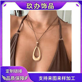 跨境速卖通新款合金复古设计几何u型项链 美拉德个性气质女士饰品