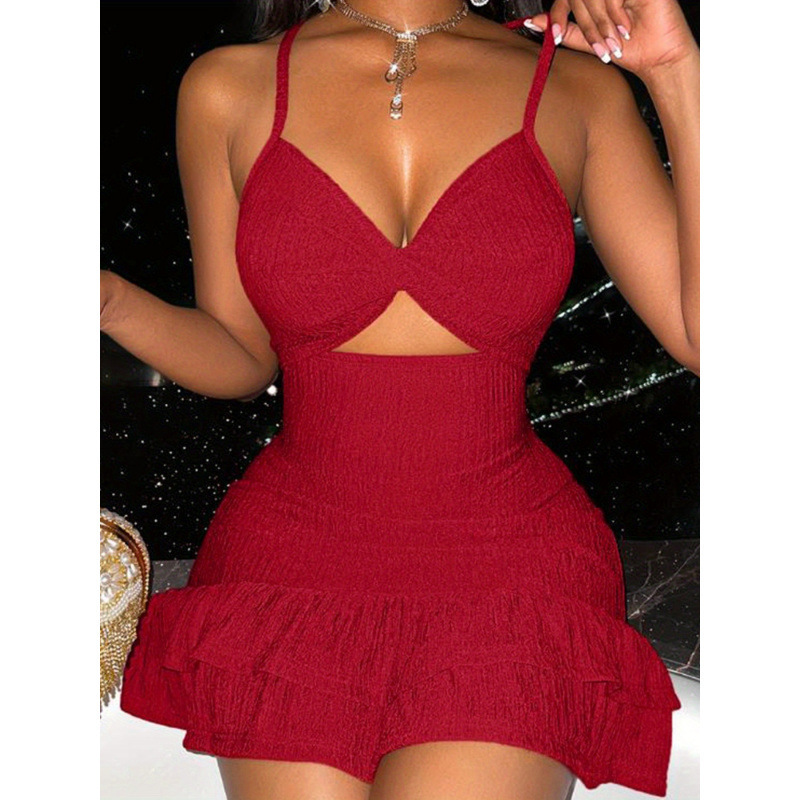 2026 Cross-Border New European and American Dark Red Pleated Sexy Chic Hollow Cable Knit Women's Sweater