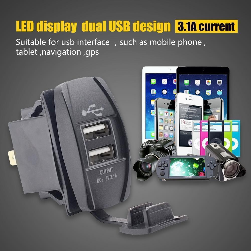 Factory Direct Sales Dual USB Charger Socket Waterproof Rocker Switch for Marine Truck Rv Boat