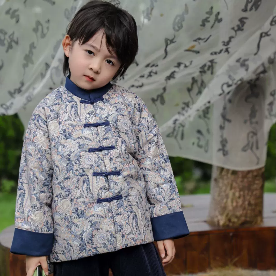 2024男童秋冬新款唐装儿童拜年服姐弟装宝宝改良汉服冬款棉衣代发