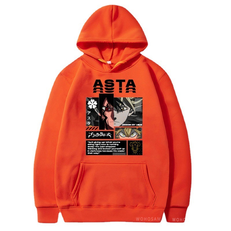 Black Clover negro de cinco hojas Asta más suéter de terciopelo deportivo sudadera con capucha anime hoodie