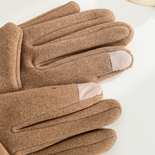 Warming gloves for women, outdoor elegant cycling gloves, driving windproof and cold-resistant, lined touchscreen gloves for autumn and winter