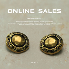 [Yi Sen] Chanel-style Retro Bronze Metal Button Fur Coat Tweed Jacket Suit Buttons