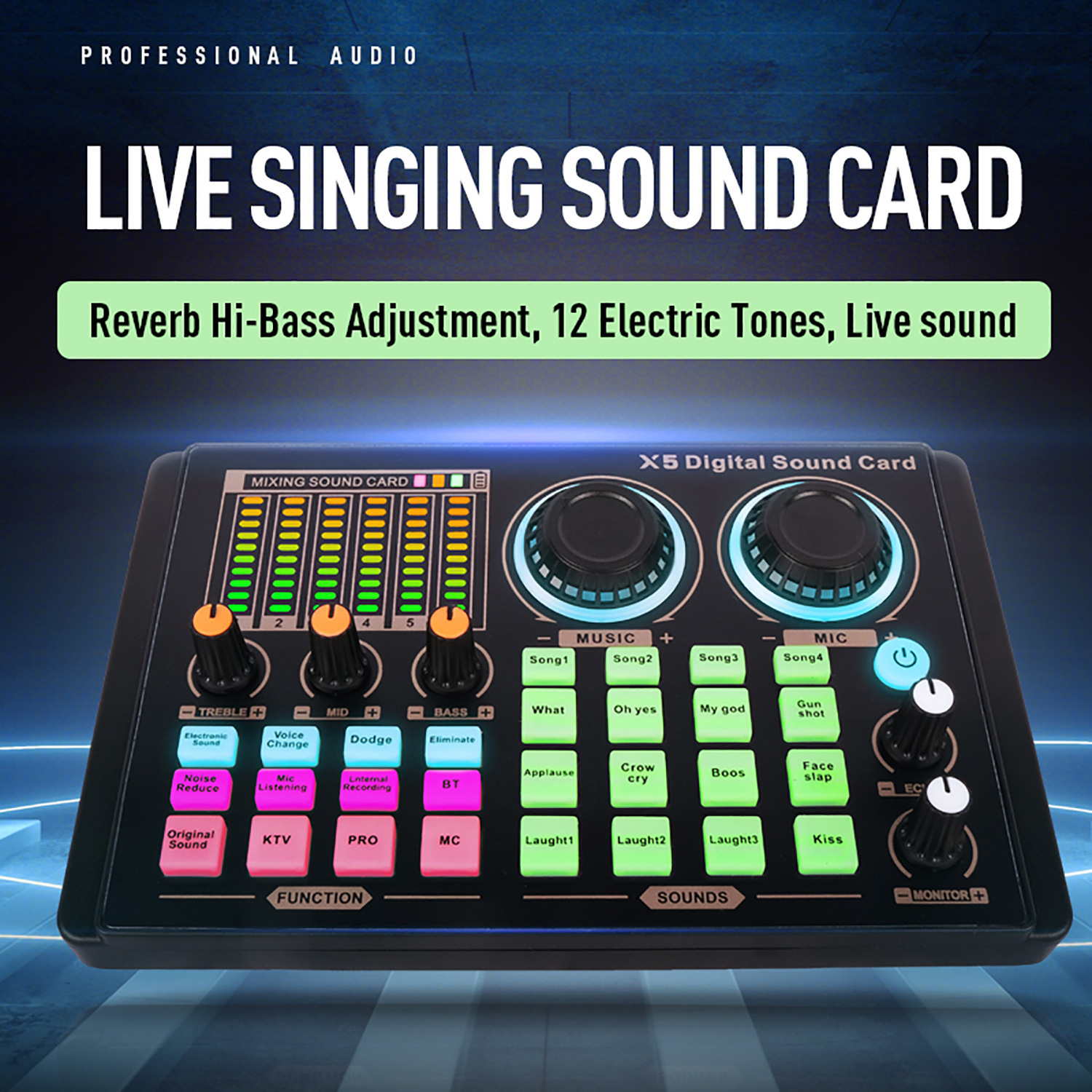 Live broadcast sound card full set anchor with goods cross-border dedicated for recording and singing Computer mobile phone universal live broadcast dedicated suit