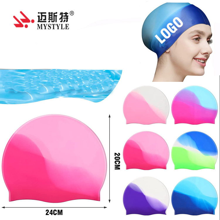 游泳产品硅胶60G大号游泳帽印刷图案加工硅胶游泳防水帽硅胶泳帽