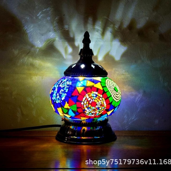 Foreign Retro Mosaic Bedroom Bedside Nightlight Cafe Xinjiang Restaurant Dressing Table Turkish Table Lamp