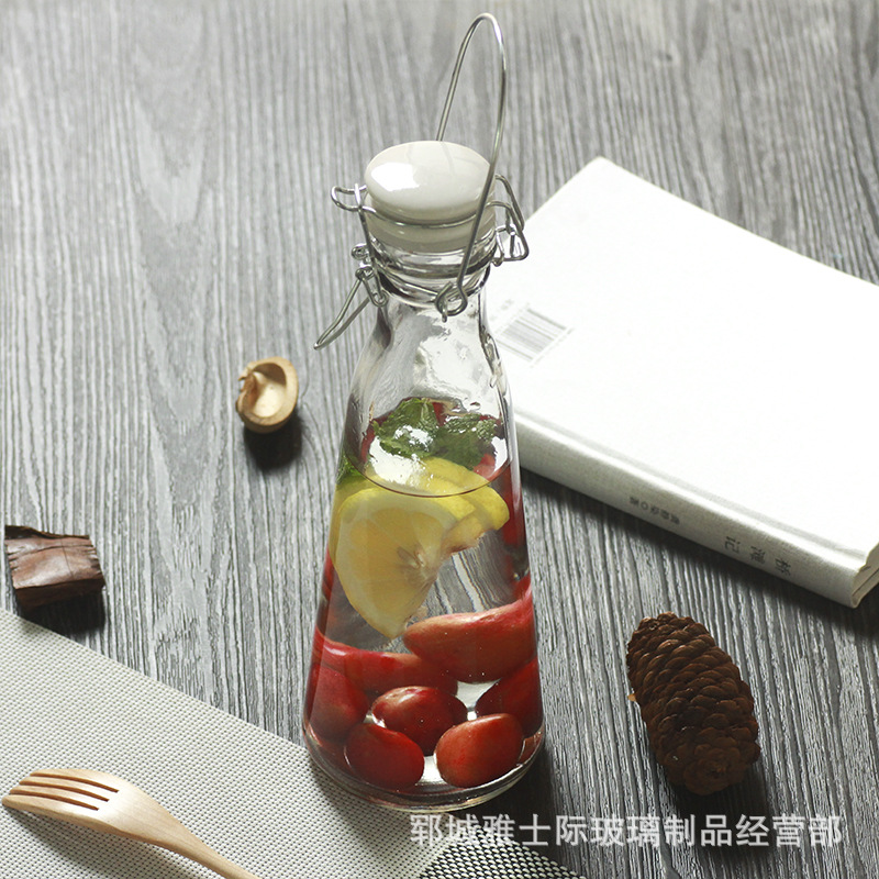 透明玻璃瓶红酒瓶空瓶泡酒瓶密封瓶酵素白酒瓶带盖葡萄酒瓶子手提