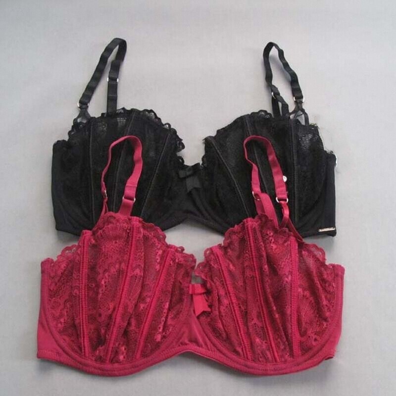 European and American Style Large Cup Ultra-thin Lace Sexy Bra with Steel Rings Large Chest Small Strapless Underwear 70-90CGH European and American Style Large Cup Ultra-thin Lace Sexy Bra with Steel Rings Large Chest Small Strapless Underwear 70-90CGH