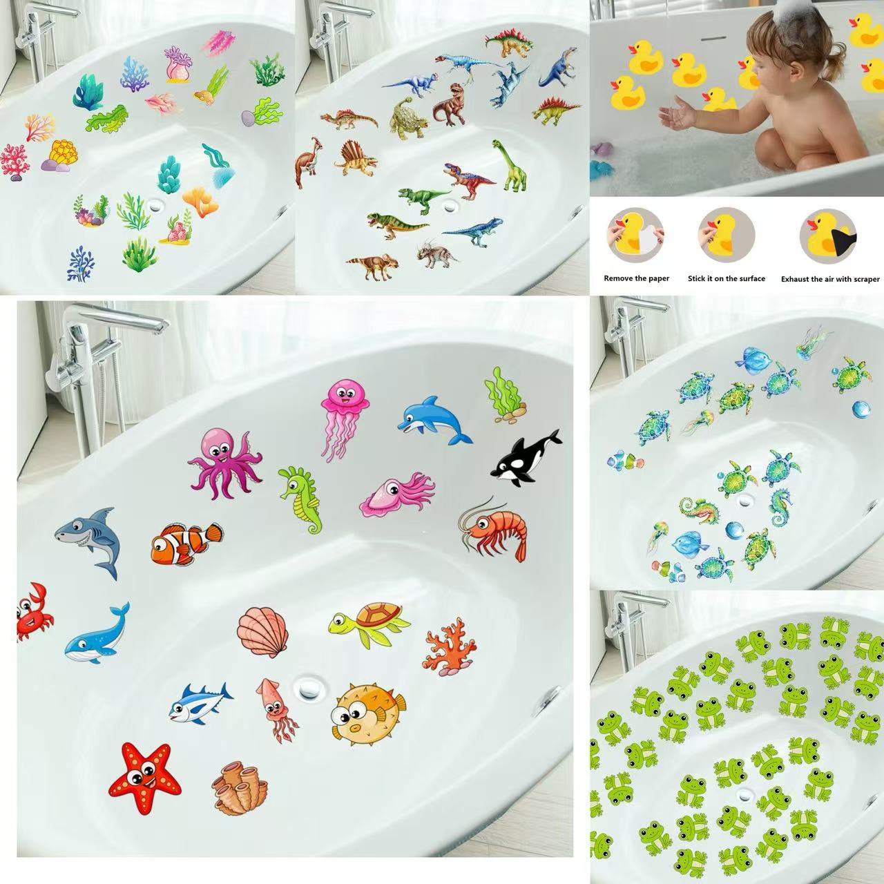 ATS013-029 Sea Life Sea Grass Sea Turtle Fish Duck Bathroom Anti-Slip Sticker Bathtub Decorative Sticker Tile Sticker