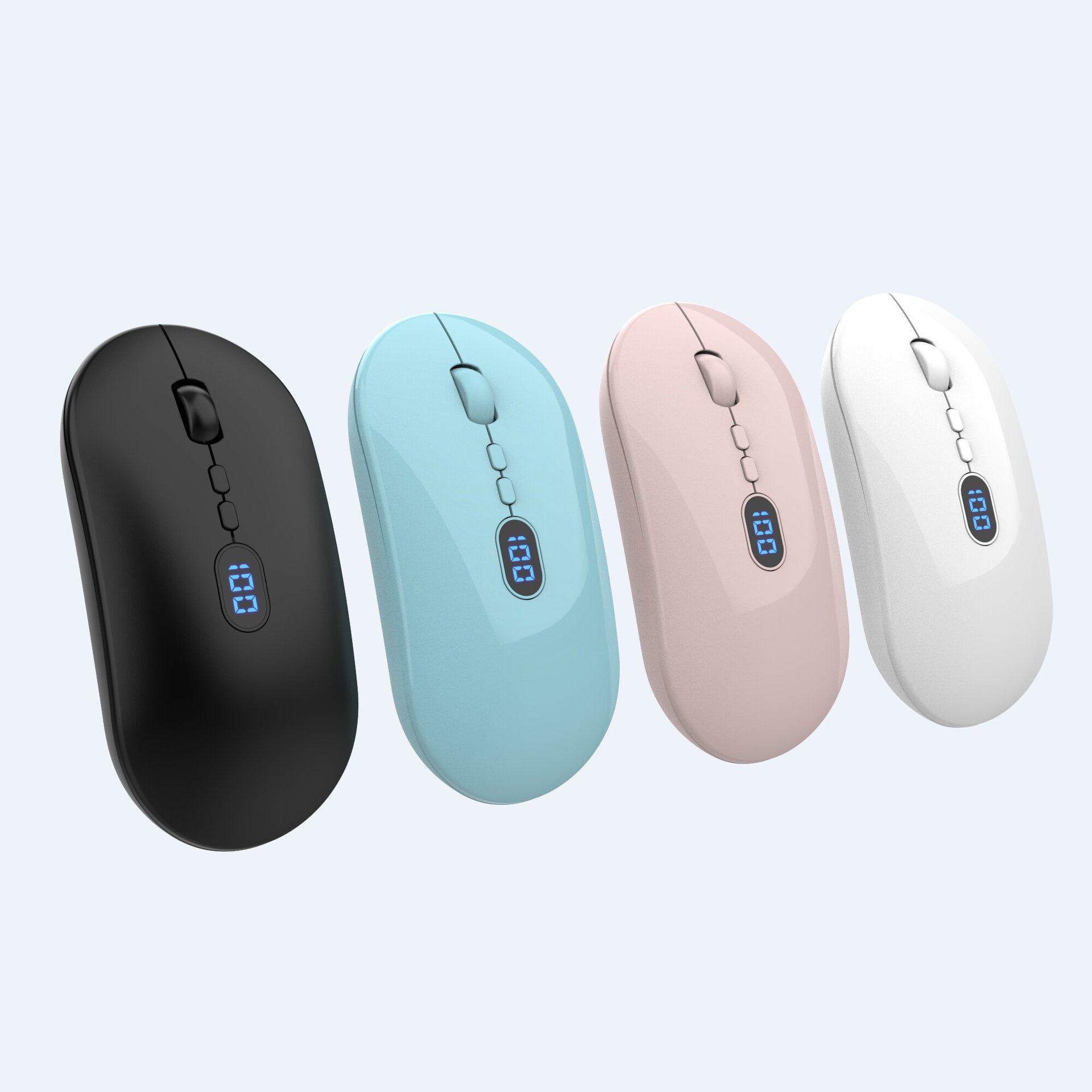 Sınır ötesi yeni kablosuz Bluetooth mouse, şarj edilebilir, sessiz, güç göstergeli, kızlar, iş, bilgisayar ve ofis kullanımı için uygun.