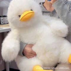 現物ネットの赤い足のアヒルのぬいぐるみの大きいサイズのキャッチャーは人形のかわいいしゃがんだアヒルのぬいぐるみを交換します。