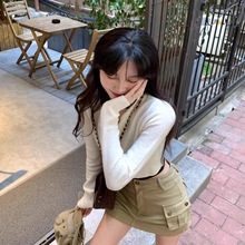 辣妹卡其色a字工装短裙半裙半身裙女夏牛仔裙性感包臀裙口袋裙子