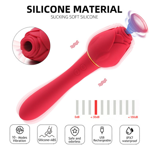 Amazon new product variable frequency silent female handle rose vibration liquid silicone massage stick manufacturer source