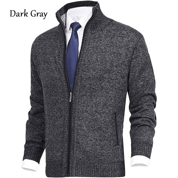 Herren Strickjacke Mit Stehkragen Und Samtfutter Für Den Winter_voghion.com