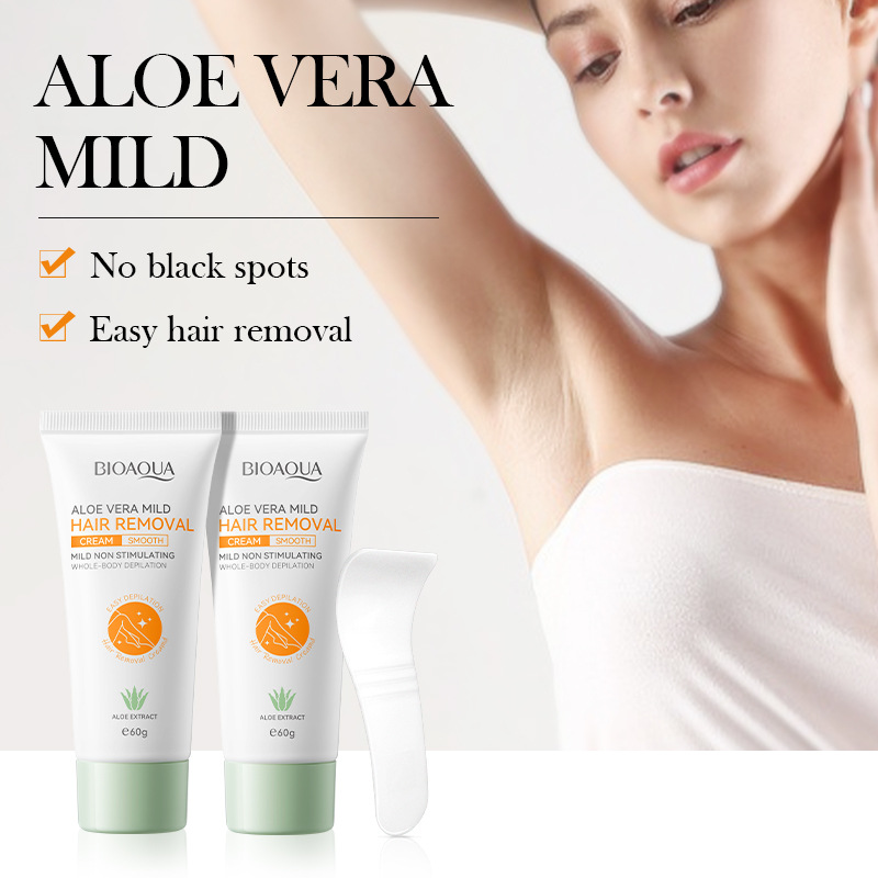 Full English aloe vera hair removal cream 60g BIOAOUA hair removal non-irritating cross-border foreign trade wholesale