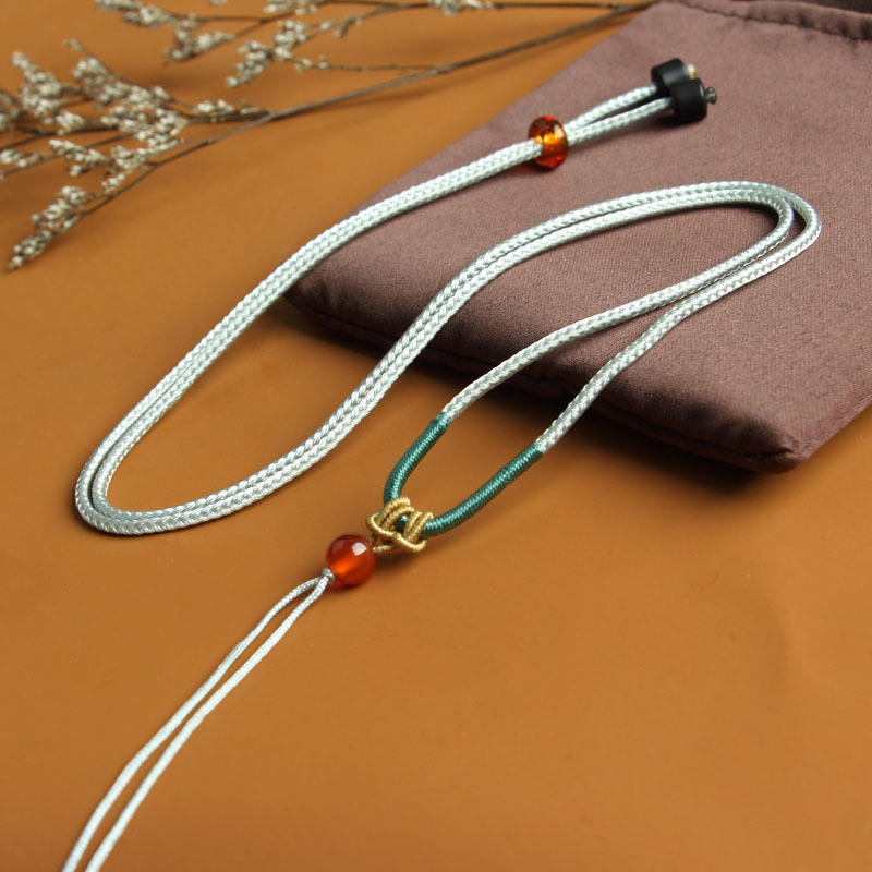 Cordón colgante al por mayor cordón de cuello multicolor jade ágata cordón tejido ajustable cordón de collar más cuentas de jade