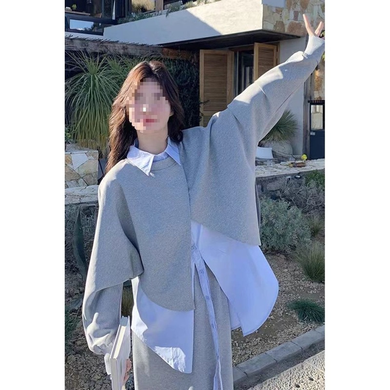 韩系休闲衬衫卫衣三件套女春秋2025新款减龄设计感开春穿搭一整套|undefined