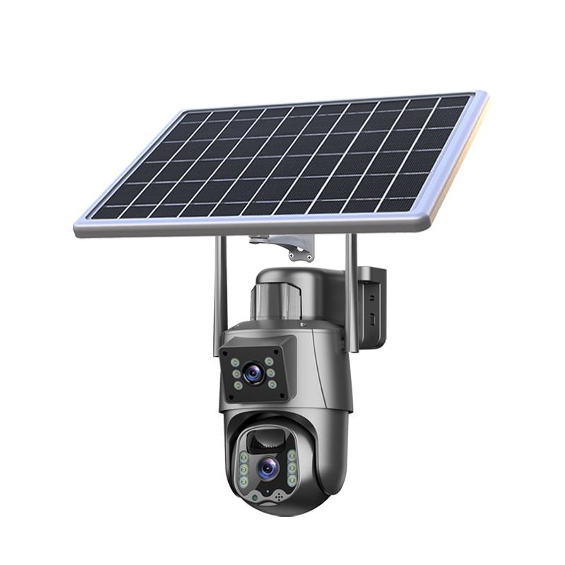 Cámara de Alta Definición Inalámbrica Transfronteriza, Sin Red, con Wifi, Control Remoto desde el Teléfono Móvil, Doble Lente, Resistente al Agua, Monitoreo Solar para Exteriores