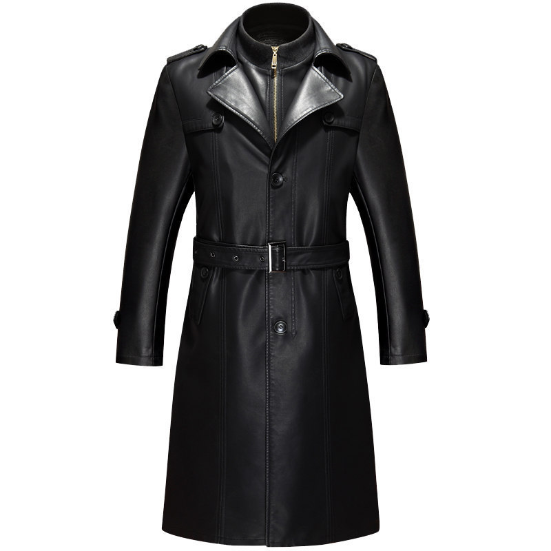 Cross-border Foreign Trade Fur Coat Men's Leather Long Coat Oversize Plus Size Long Over-the-knee Men's Leather Coat Men's Coat Cross-border Foreign Trade Fur Coat Men's Leather Long Coat Oversize Plus Size Long Over-the-knee Men's Leather Coat Men's Coat