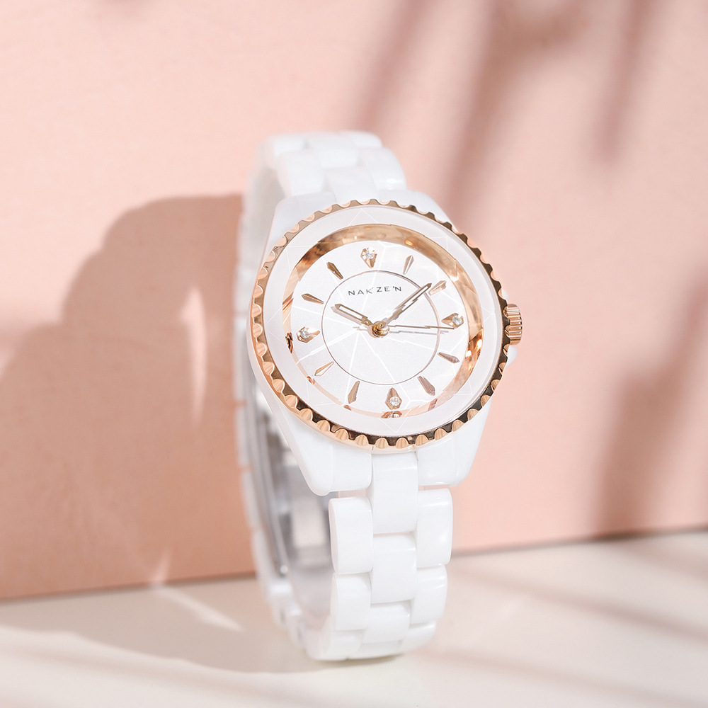 NAKZEN famosa ciudad antigua 1012 nueva correa de cerámica diamante incrustado simple regalo de San Valentín ins reloj de mujer