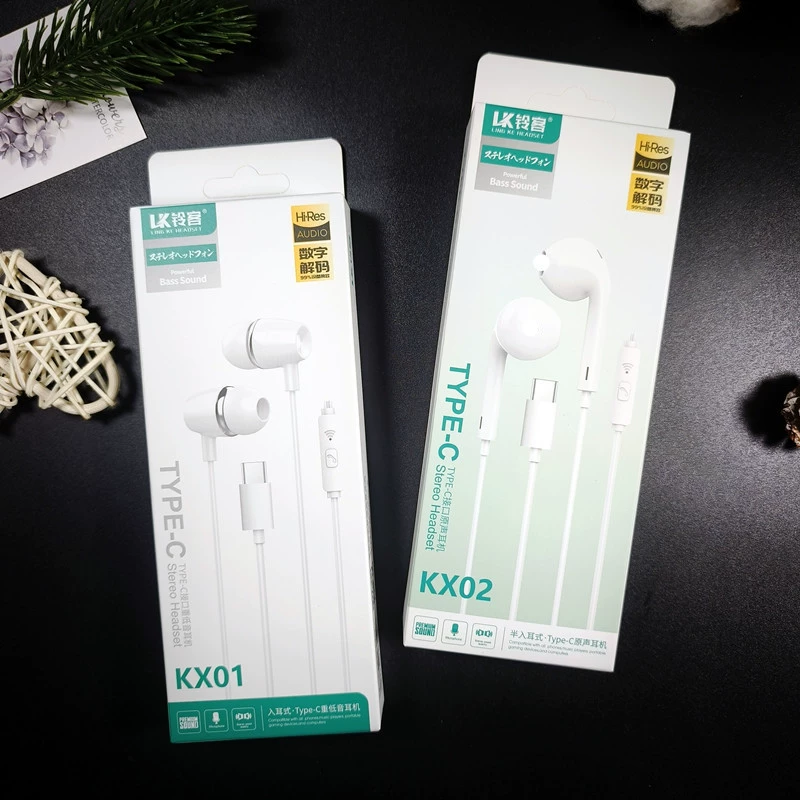 Наушники Type-C с цифровым чипом колокола подходят для звонков с проводным управлением Xiaomi Huawei плоские наушники TypeC