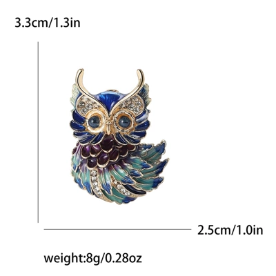 European and American Cute Alloy Enamel Owl Brooch Niche All-match Women's Suit Cardigan Corsage Jewelry Pin (Yaxa sancaqları) - blue-4288-bl