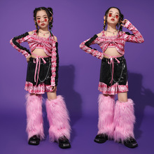 女童模特t台走秀潮服儿童时髦演出服套装少儿爵士舞服装酷秋装女